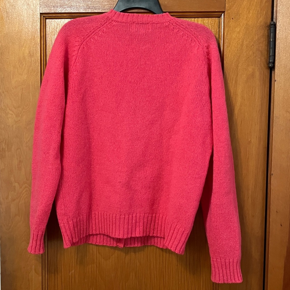 SHETLAND 100% wool bright pink cardigan sz L - Picture 4 of 4